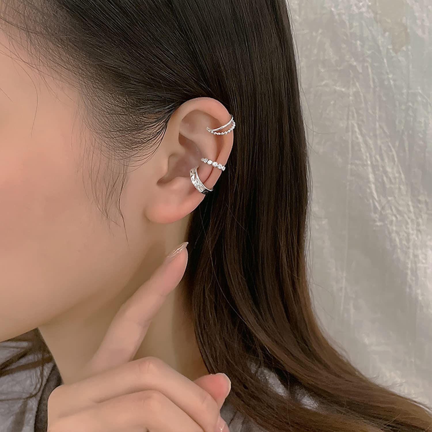 Coollooda ピアス シルバー系 片耳 3種 未使用 シルバー イヤーカフ3個 