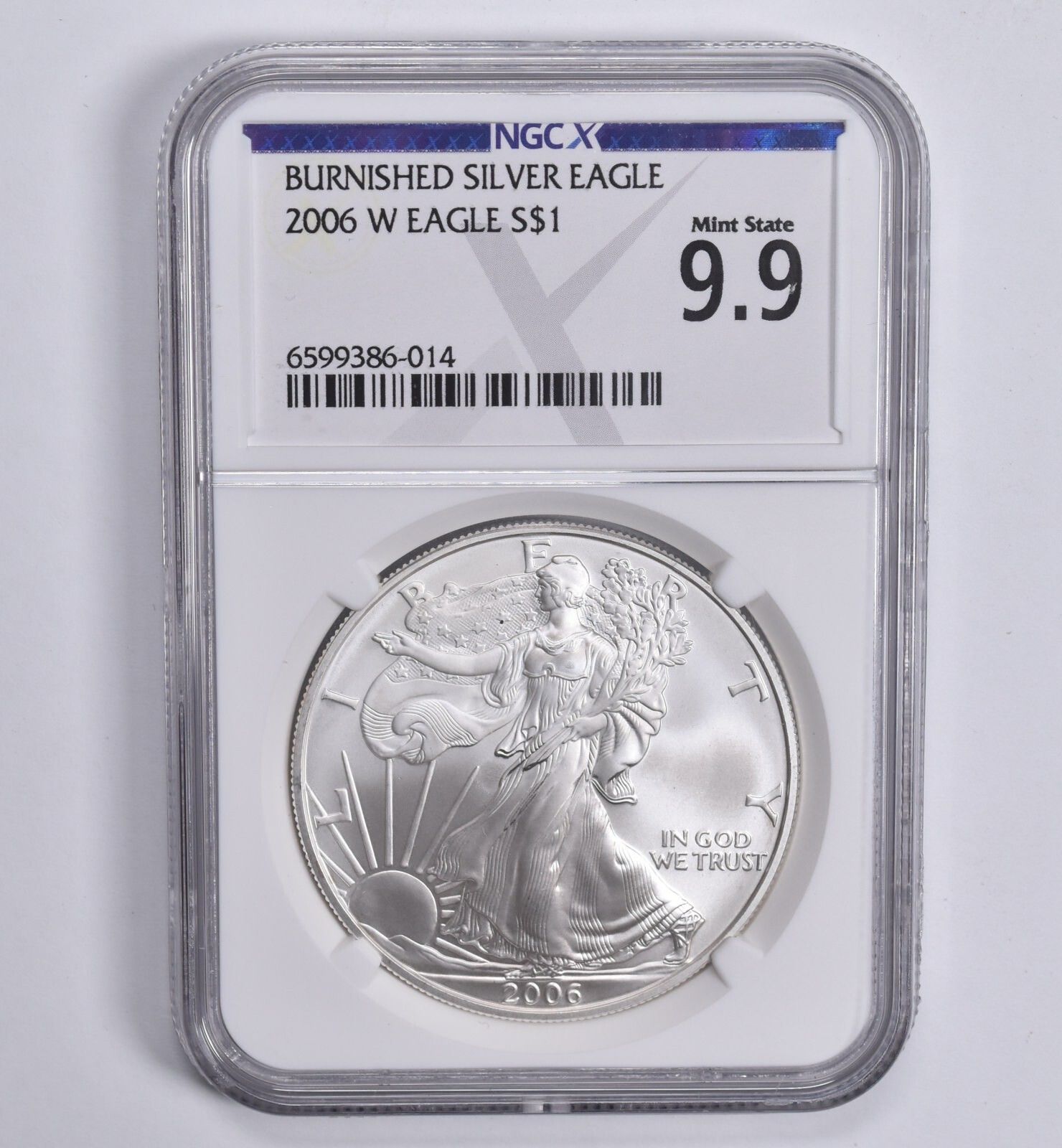 ミントステート 9.9 2006-W バーニッシュド シルバー イーグル NGC X