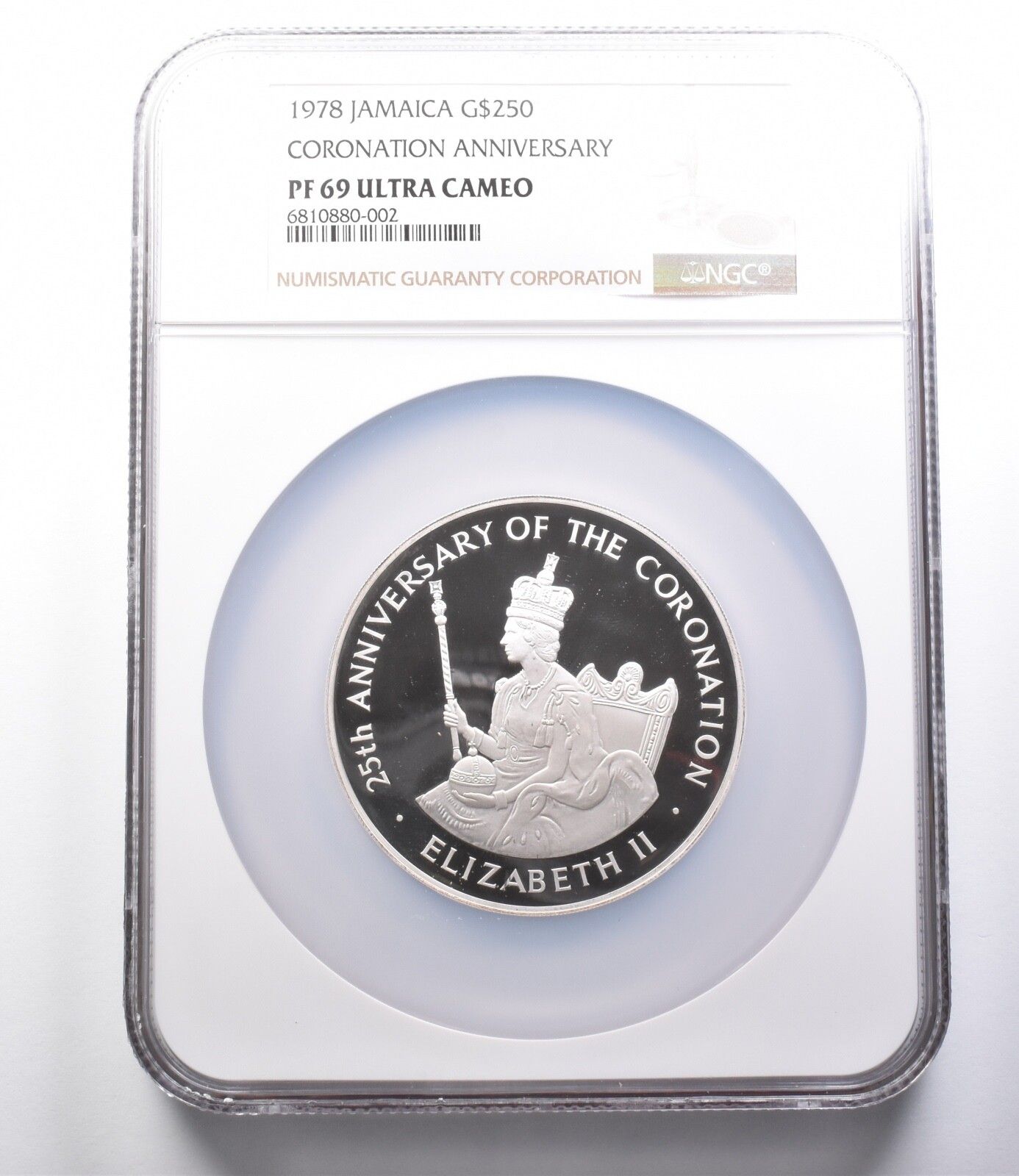 PF69 UCAM 1978年 ジャマイカ 25ドル銀貨 戴冠式記念 NGC ラベルエラー