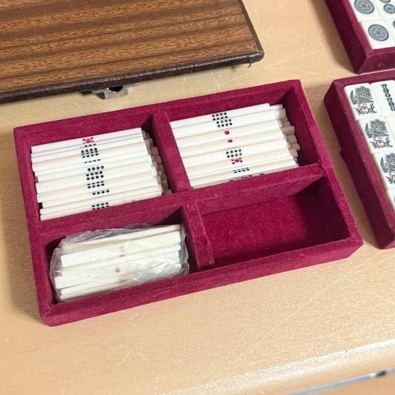 ミズノ 丸一 麻雀牌 背黒 家紋 点棒 ケース 稀少品 貴重 レア 昭和