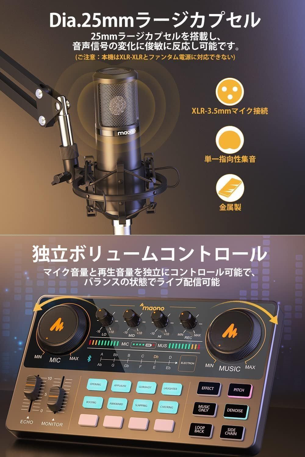 オーディオミキサー オーディオインターフェース Mixer ポッドキャスト