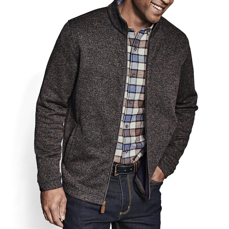 (取寄) ジョンストン&マーフィー メンズ マールド リブ フル ジップ Johnston & Murphy men Marled Rib Full Zip Navy/Brown ジョンストンアンドマーフィー メンズ アウター コート Johnston