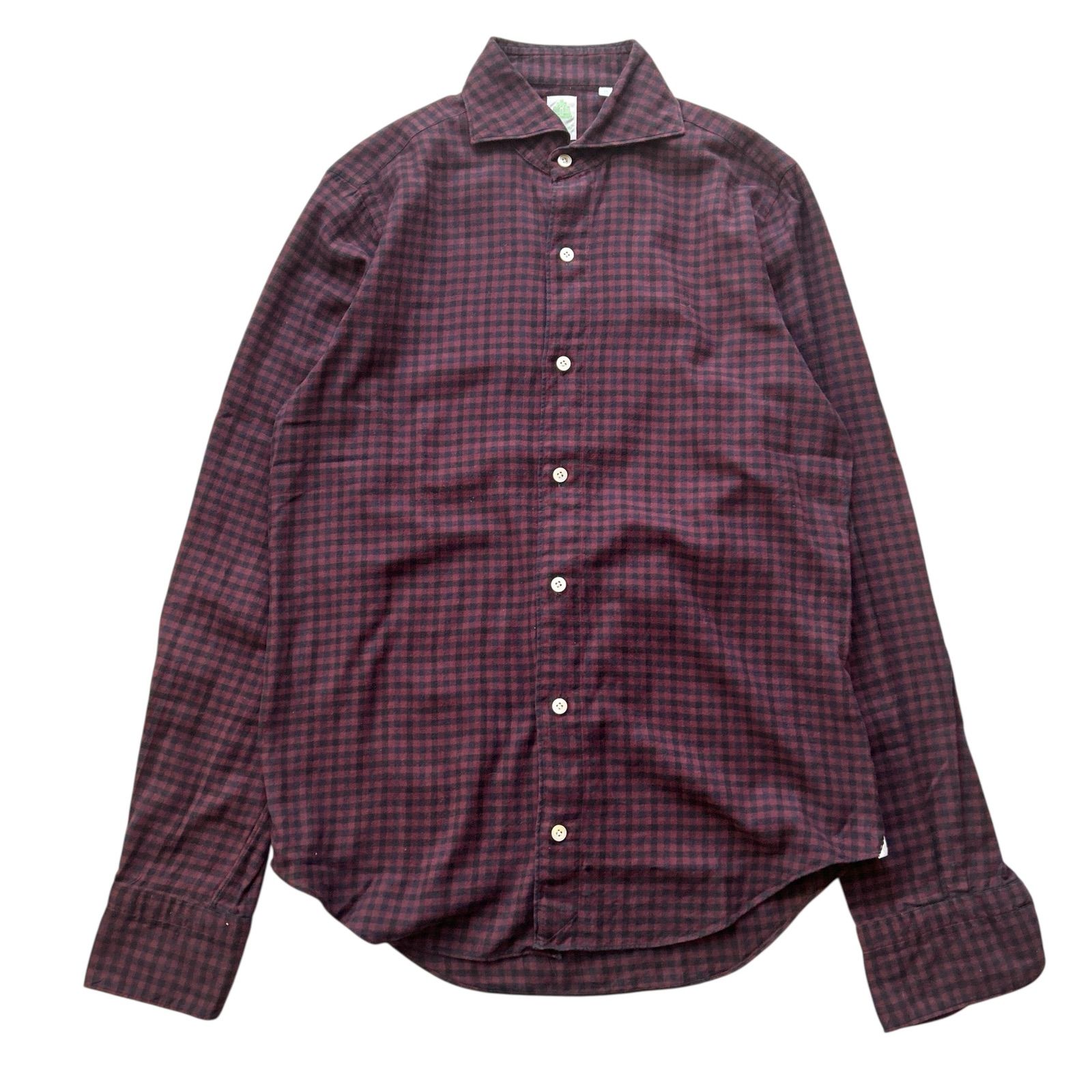 Finamore フィナモレ ギンガムチェック シャツ 長袖 メンズ 38