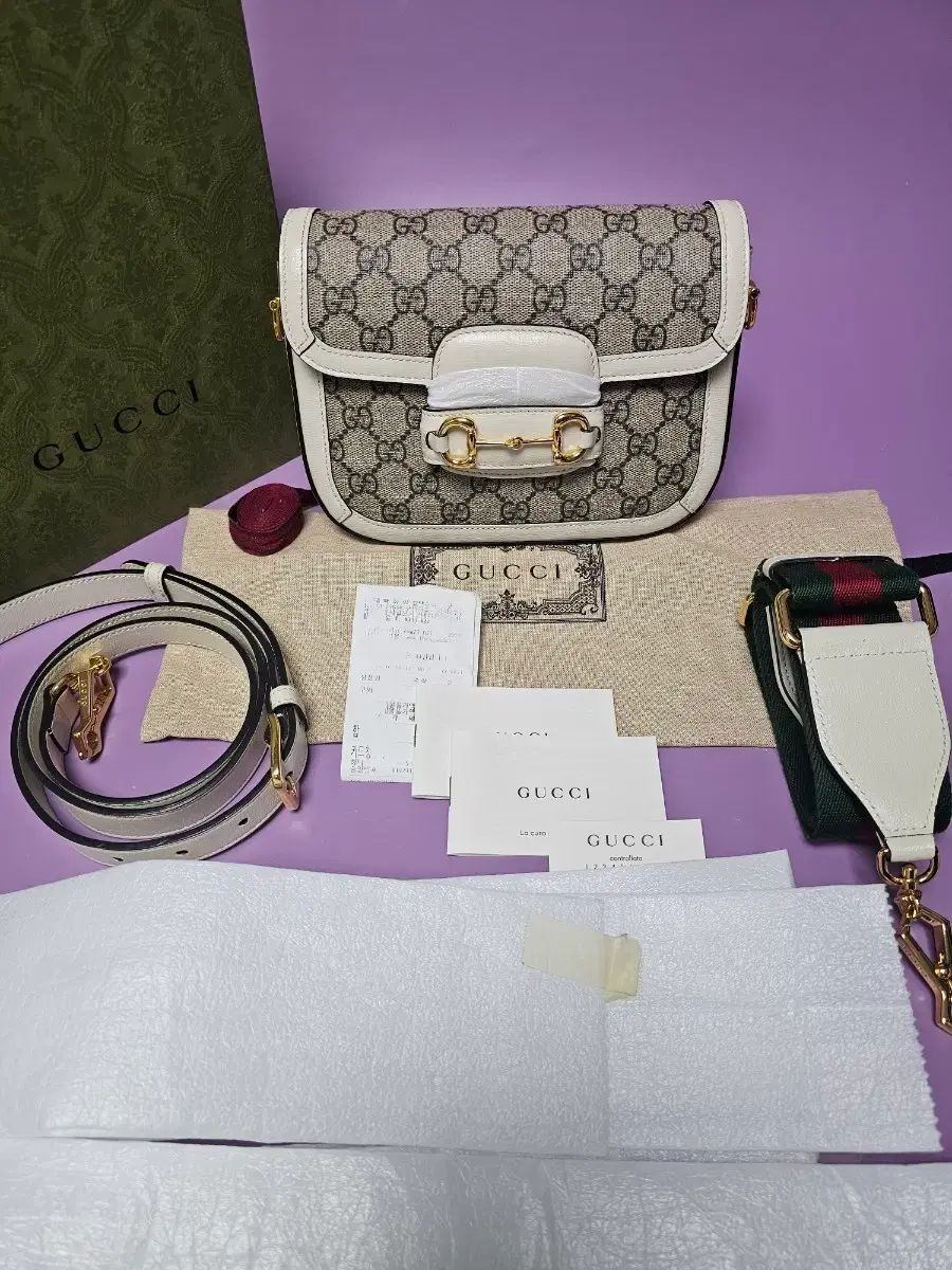 グッチ ホースビット 1955 ショルダーバッグ ミニ ゴールド 白