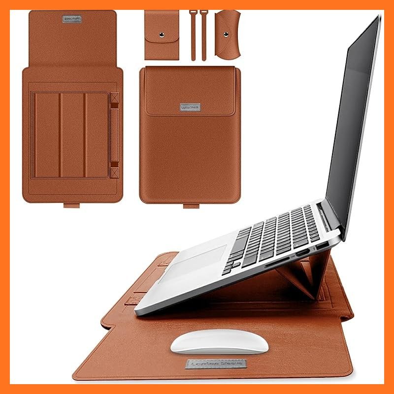 【新品】 [SumNeol] パソコンケース 13 インチ/13.3 インチ/14 インチ 高級PUレザー 薄型 軽量 ケース バッグ 360°保護 PCケース 収納袋付き 撥水加工 多機能 通学 通勤 ビジネス 出張 旅行 PCスタンド機能付きMacBook