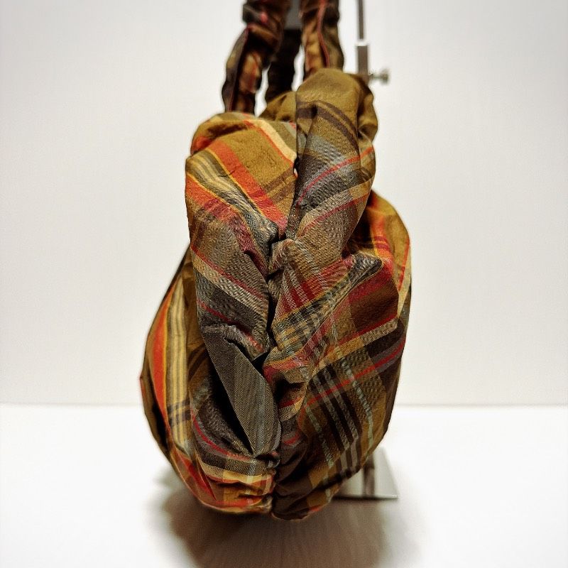 Vivienne Westwoodチェック柄　トートバッグ バンブーハンドル 良品】Vivienne Westwood ヴィヴィアン ウエストウッド トートバッグ