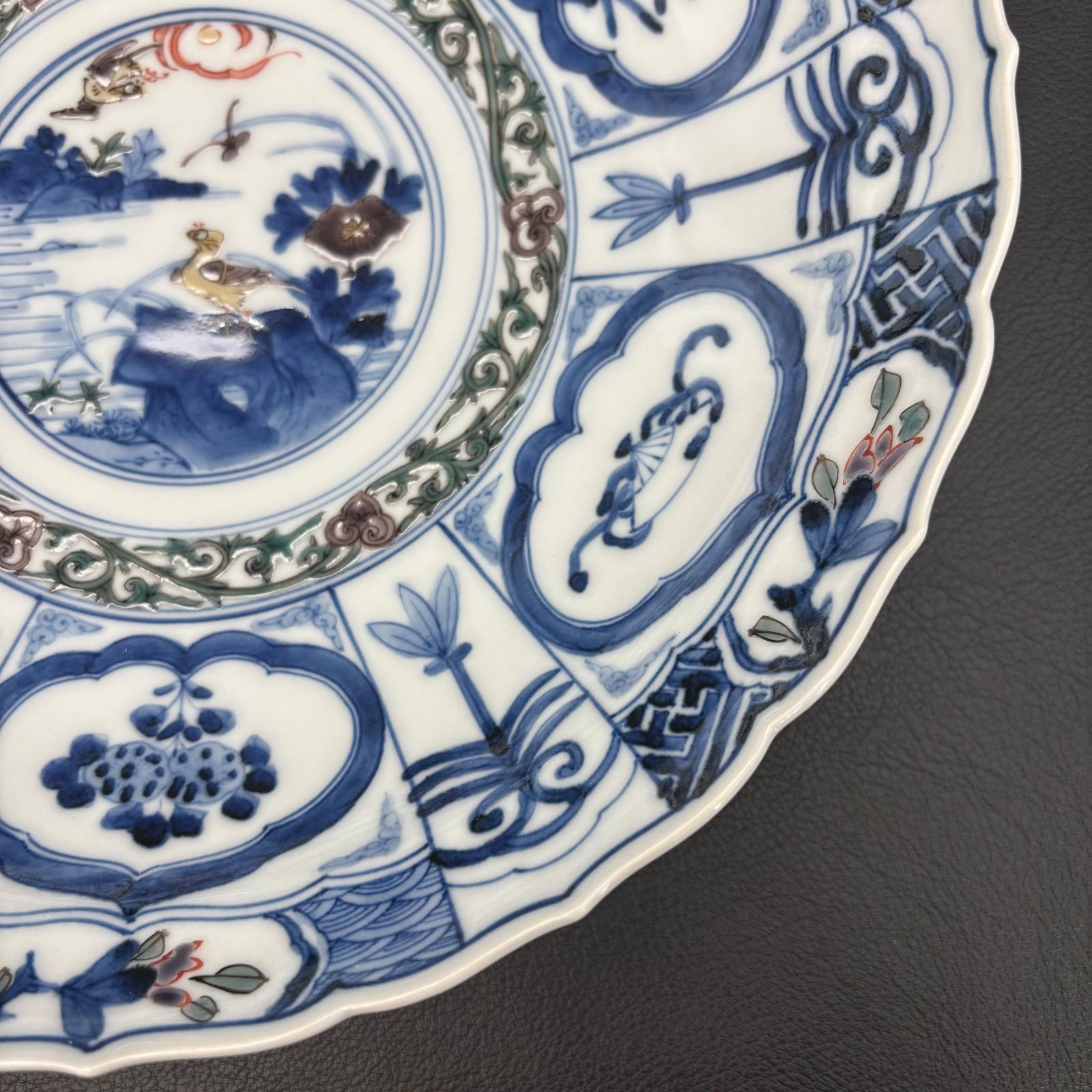 山本長左】九谷焼 宝祥芙蓉手花鳥紋8.5号盛鉢 『美品』/ 宮内庁御用窯