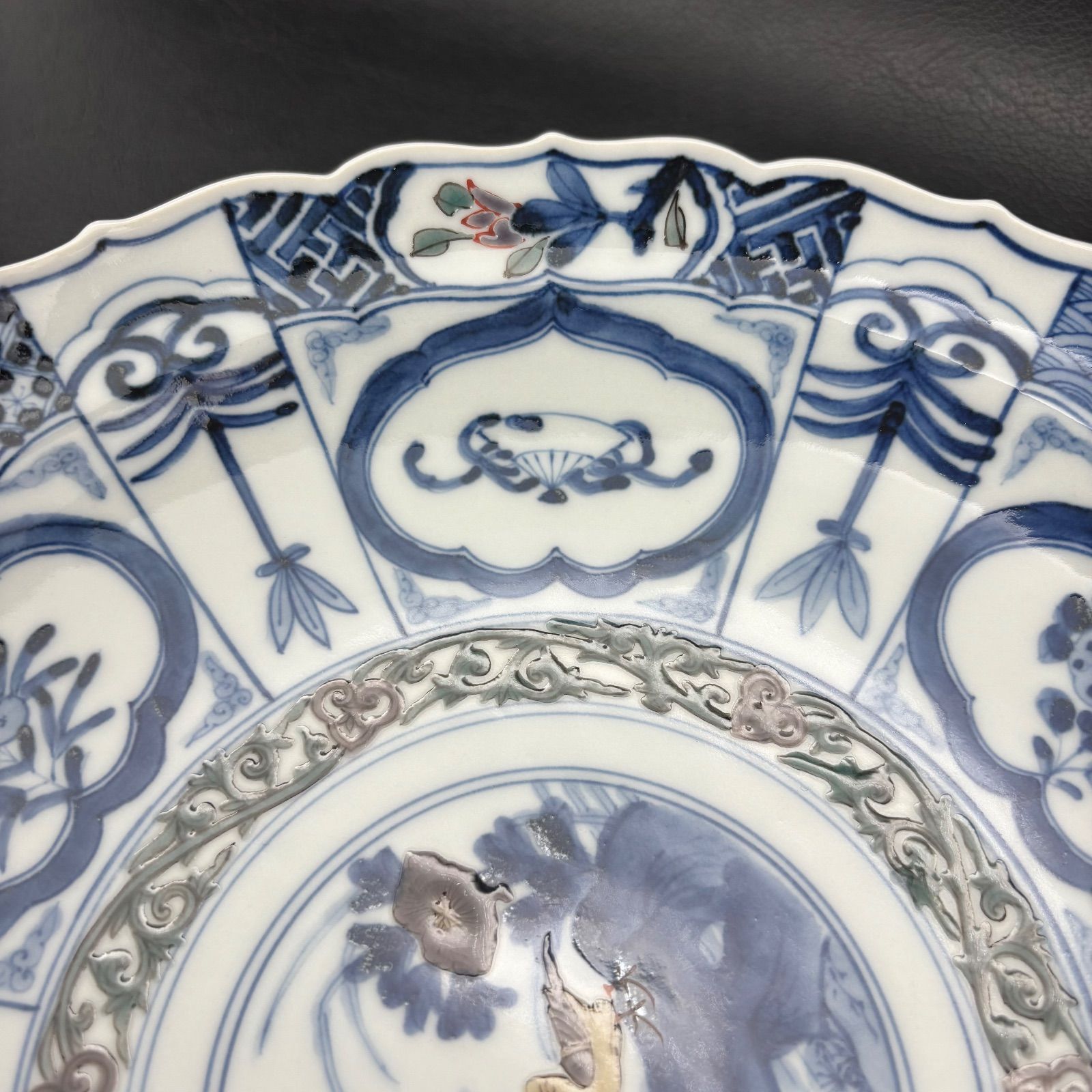 山本長左】九谷焼 宝祥芙蓉手花鳥紋8.5号盛鉢 『美品』/ 宮内庁御用窯