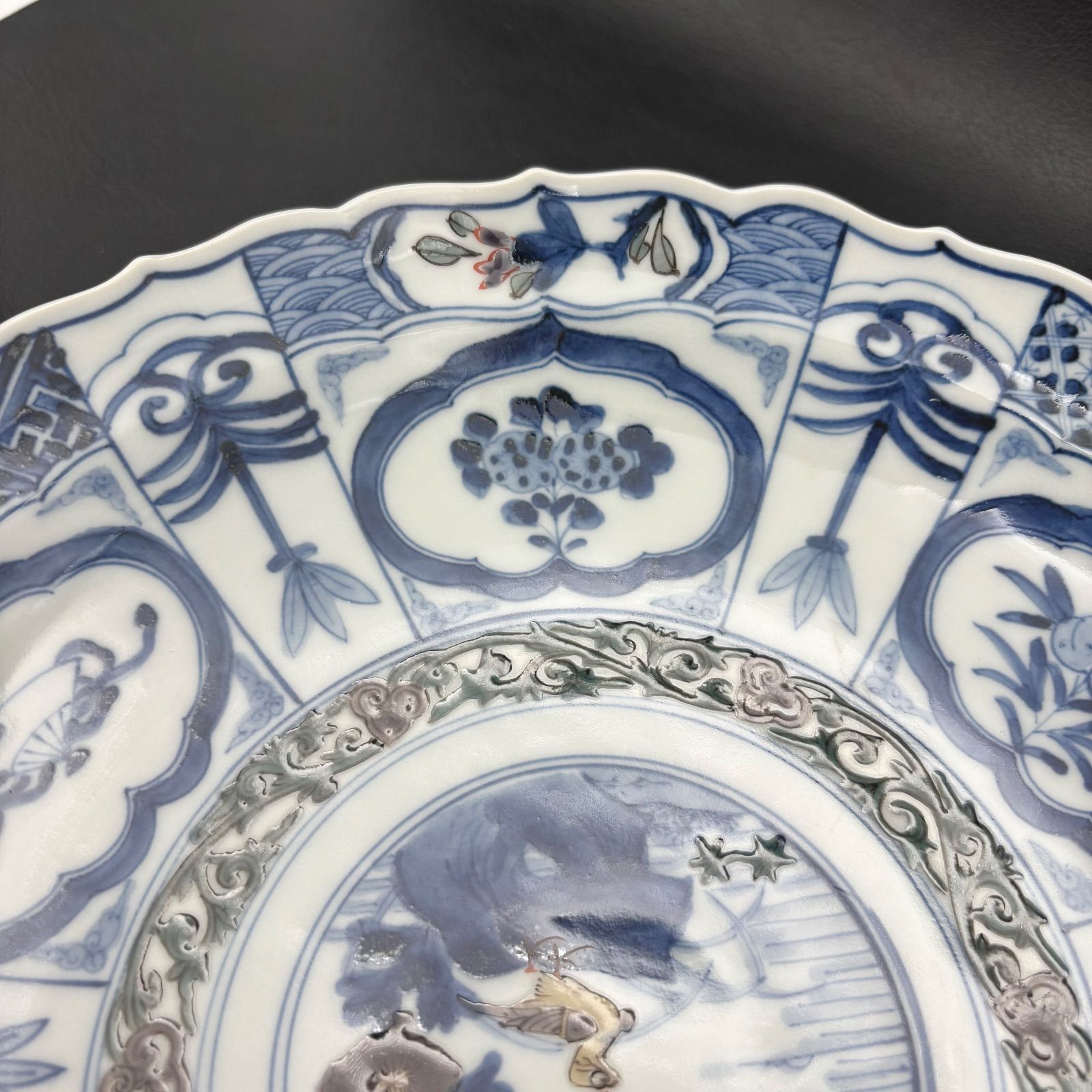 山本長左】九谷焼 宝祥芙蓉手花鳥紋8.5号盛鉢 『美品』/ 宮内庁御用窯