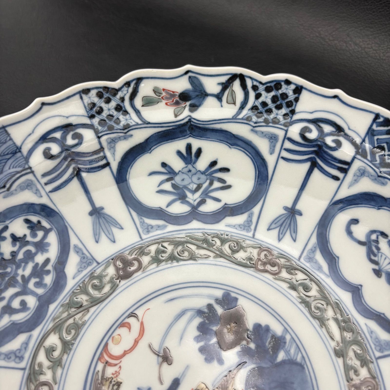 山本長左】九谷焼 宝祥芙蓉手花鳥紋8.5号盛鉢 『美品』/ 宮内庁御用窯