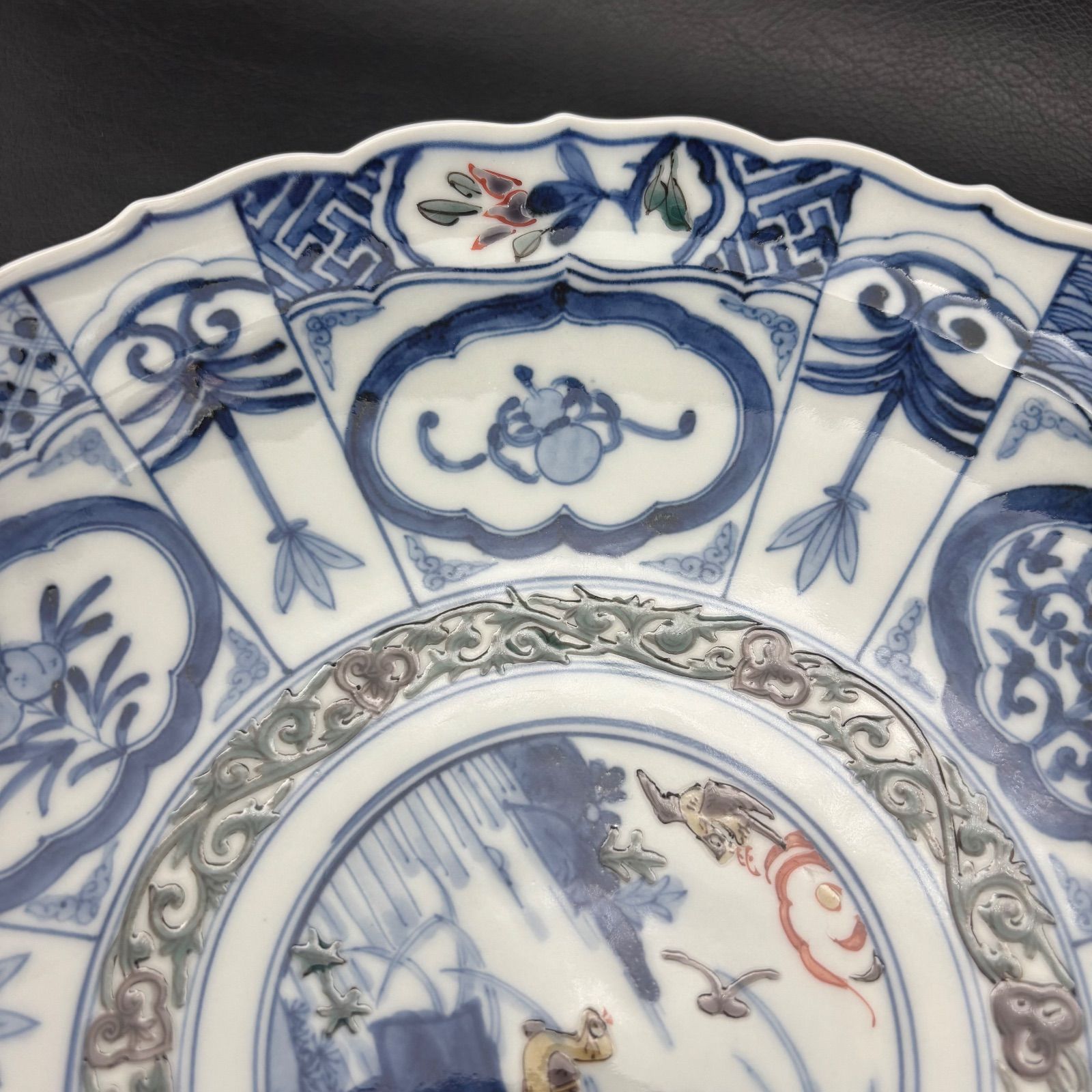 山本長左】九谷焼 宝祥芙蓉手花鳥紋8.5号盛鉢 『美品』/ 宮内庁御用窯