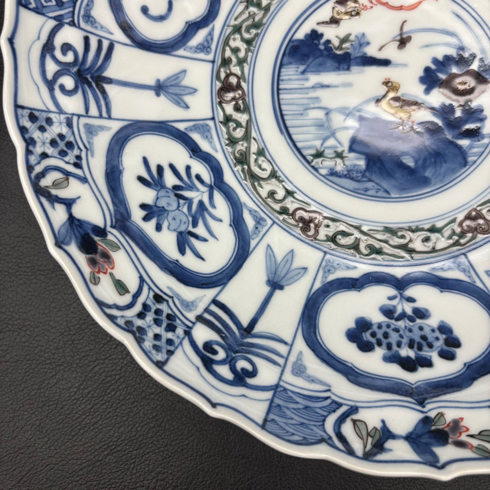 山本長左】九谷焼 宝祥芙蓉手花鳥紋8.5号盛鉢 『美品』/ 宮内庁御用窯
