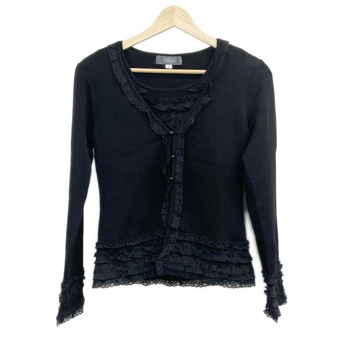 FRANCO FERRARO フランコフェラーロ アンサンブル レディース 黒 レース 長袖 ウール混