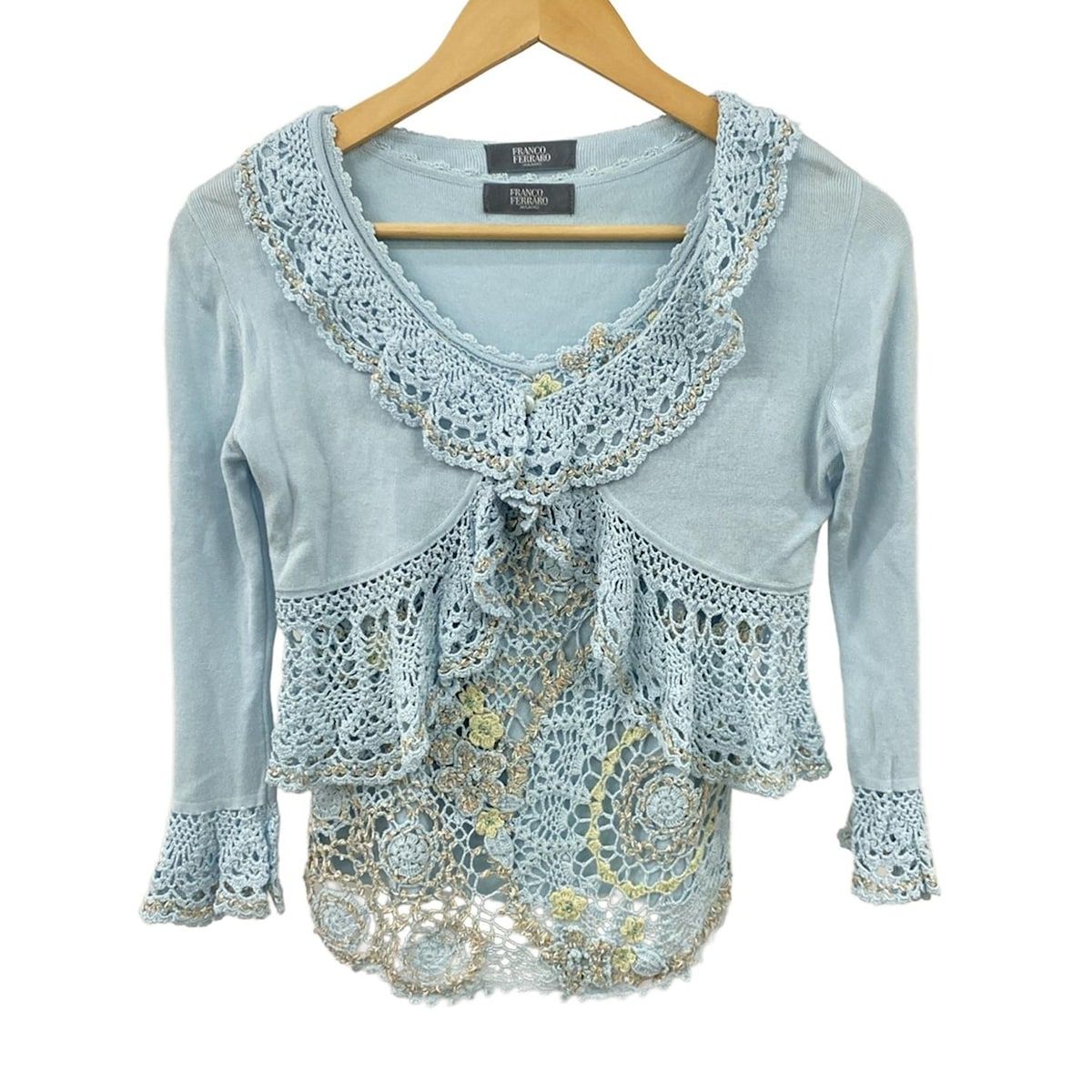フランコフェラーロ　ニット　アンサンブル FRANCO FERRARO(フランコフェラーロ) アンサンブル美品 - ライトブルー