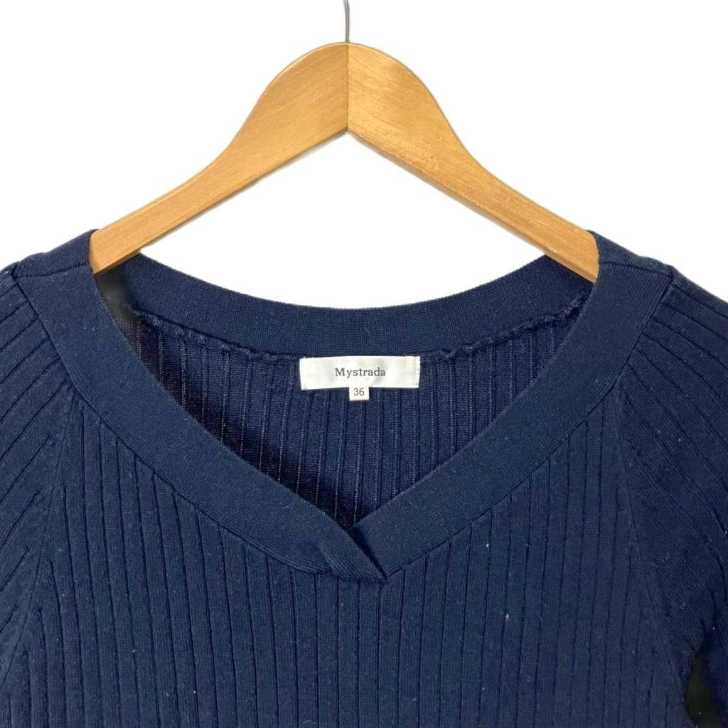 Mystrada　ネイビー 中古・古着通販】Mystrada (マイストラーダ) 配色ニットジャケット