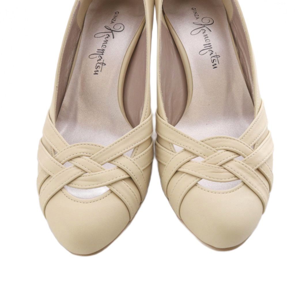 銀座かねまつ GINZA Kanematsu クロスデザイン パンプス レザー