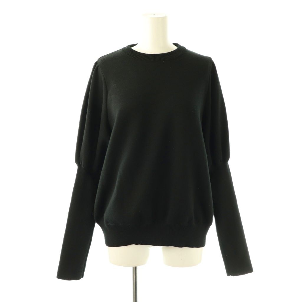 1度着用 yori 黒 長袖ニットセーター 38 ウールパフスリーブニット　ヨリ ヨリ yori ウールパフスリーブニット セーター 長袖 38 ブラック /HK