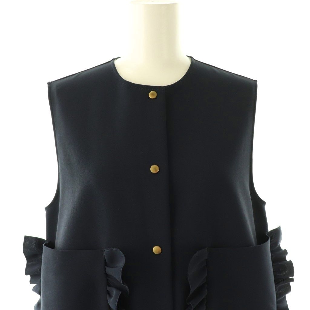 Yori ポケットフリルジレ 新品未使用 2024新作 Yori ポケットフリルジレ ネイビー yori/ダブル