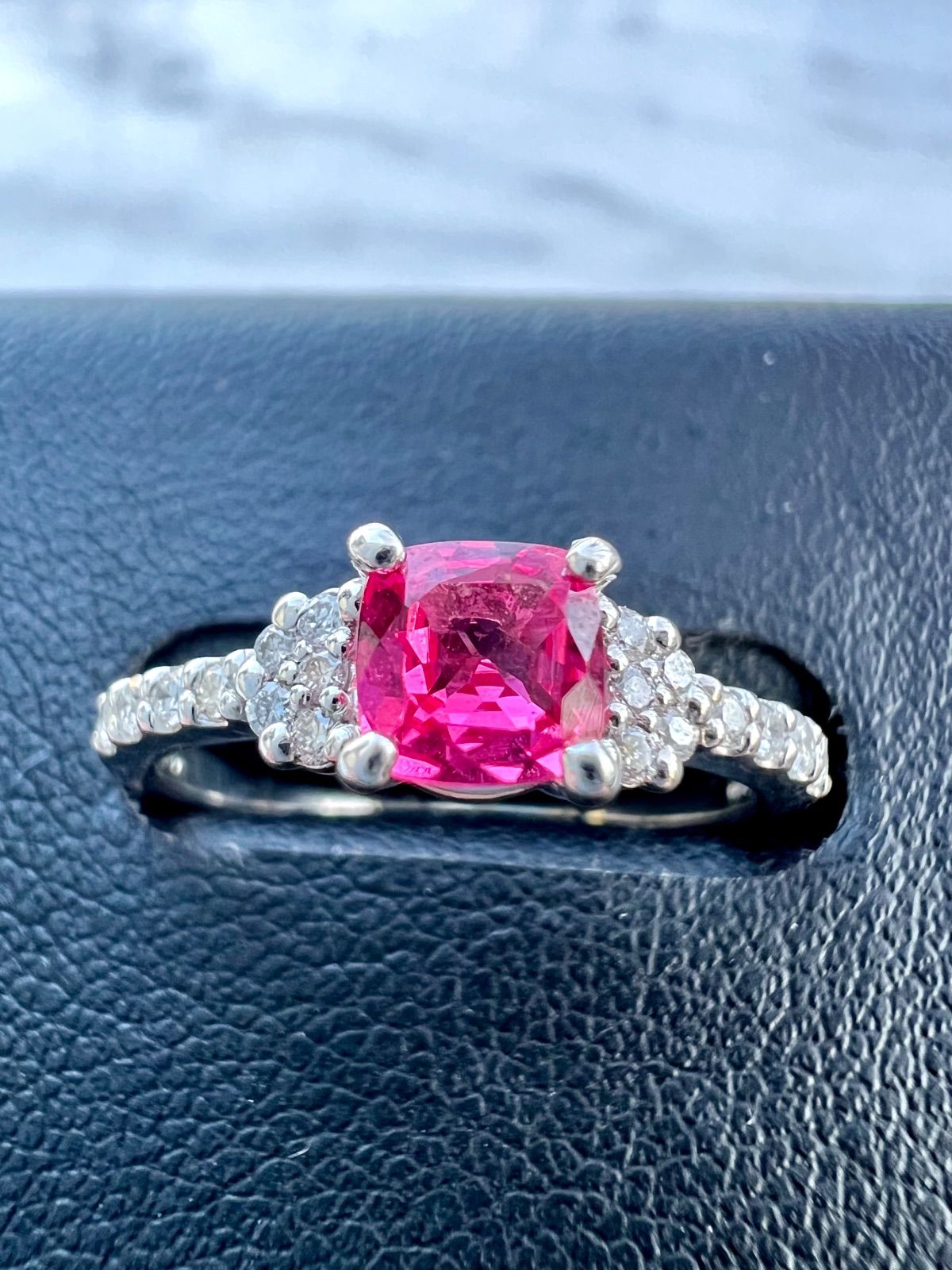 【14号】PT950 アヤナスピネル ダイヤ リング D 約0.06ct 超高発色 HOT PINK！AYANA SPINEL 鮮やかアヤナスピネルPt950