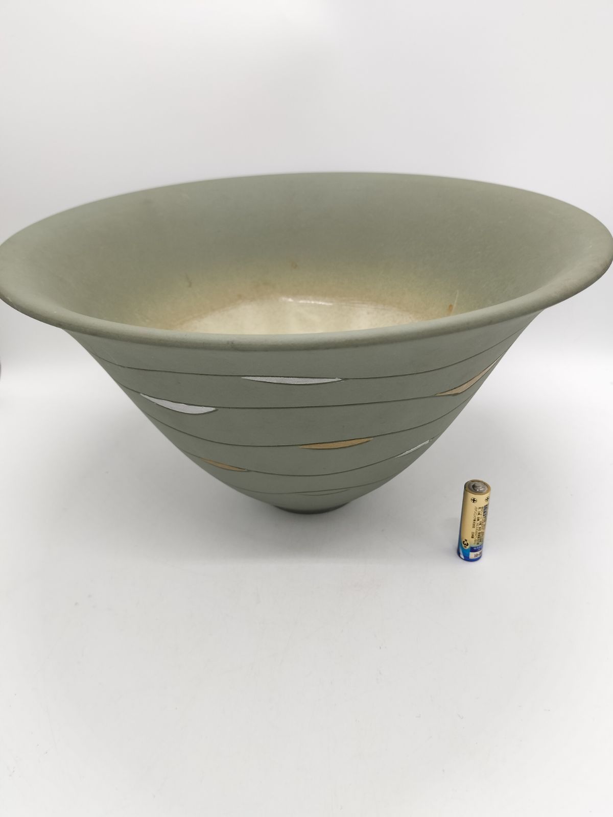 花器 茶碗型 モスグリーン色 円形 正昭 花台 窯 工房 池坊 フラワー