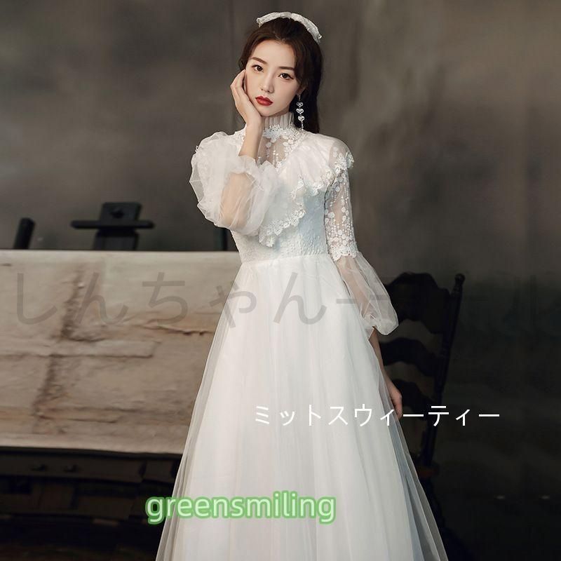 ウェディングドレス マキシ丈スカート レース 結婚式 半袖 パーティードレス 二次会 前撮り 後撮り ウエディングドレス ブライダル 花嫁 披露宴 演奏会 発表会 ウェディングドレス マキシ丈スカート レース 結婚式 半袖 パーティー