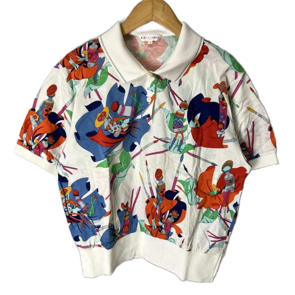 レオナールスポーツ LEONARD SPORT 総柄ポロシャツ カットソー シャツ