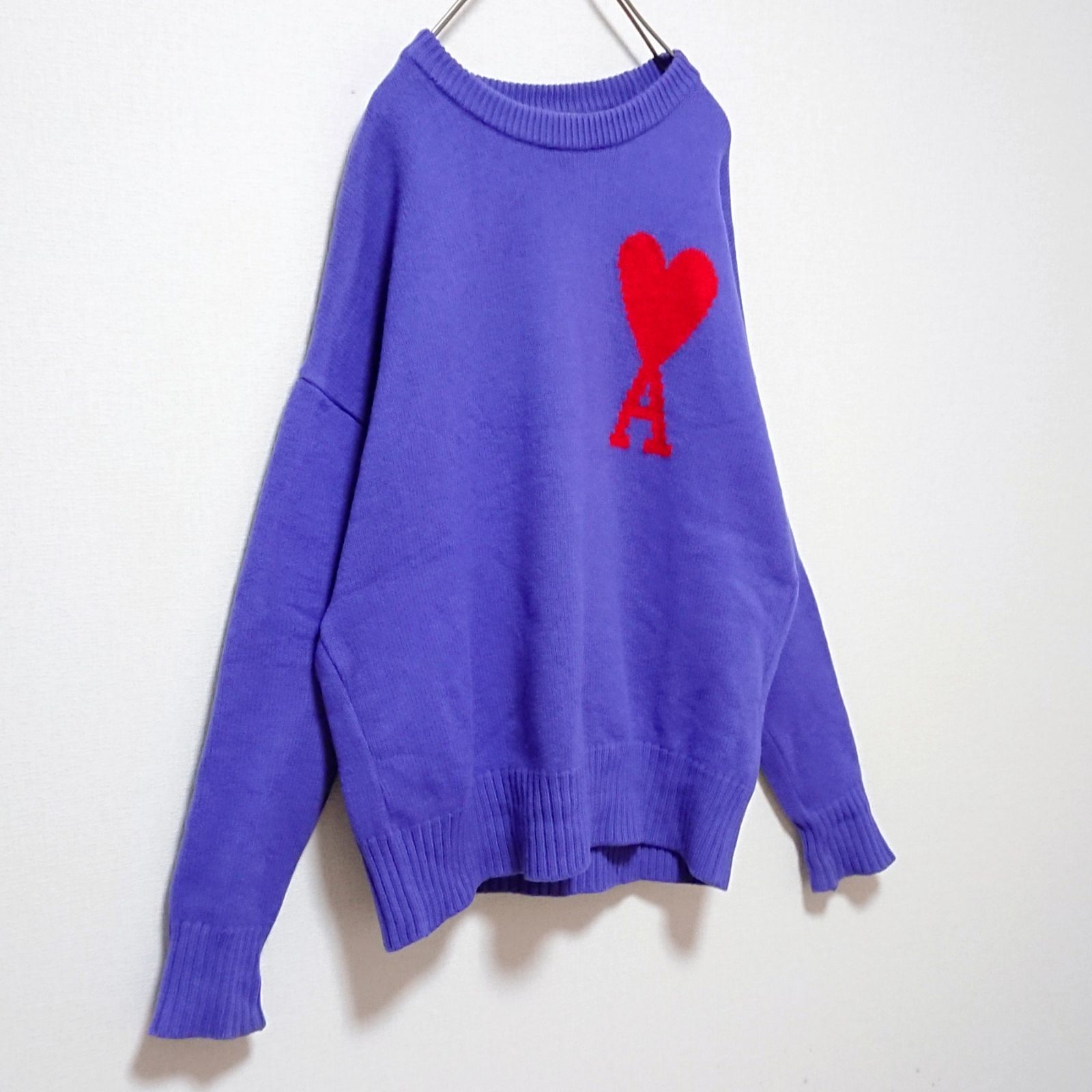 希少カラー アミ アレクサンドルマテュッシ ビック ハート ロゴ ニット 希少カラー アミ アレクサンドルマテュッシ ビック ハート ロゴ ニット