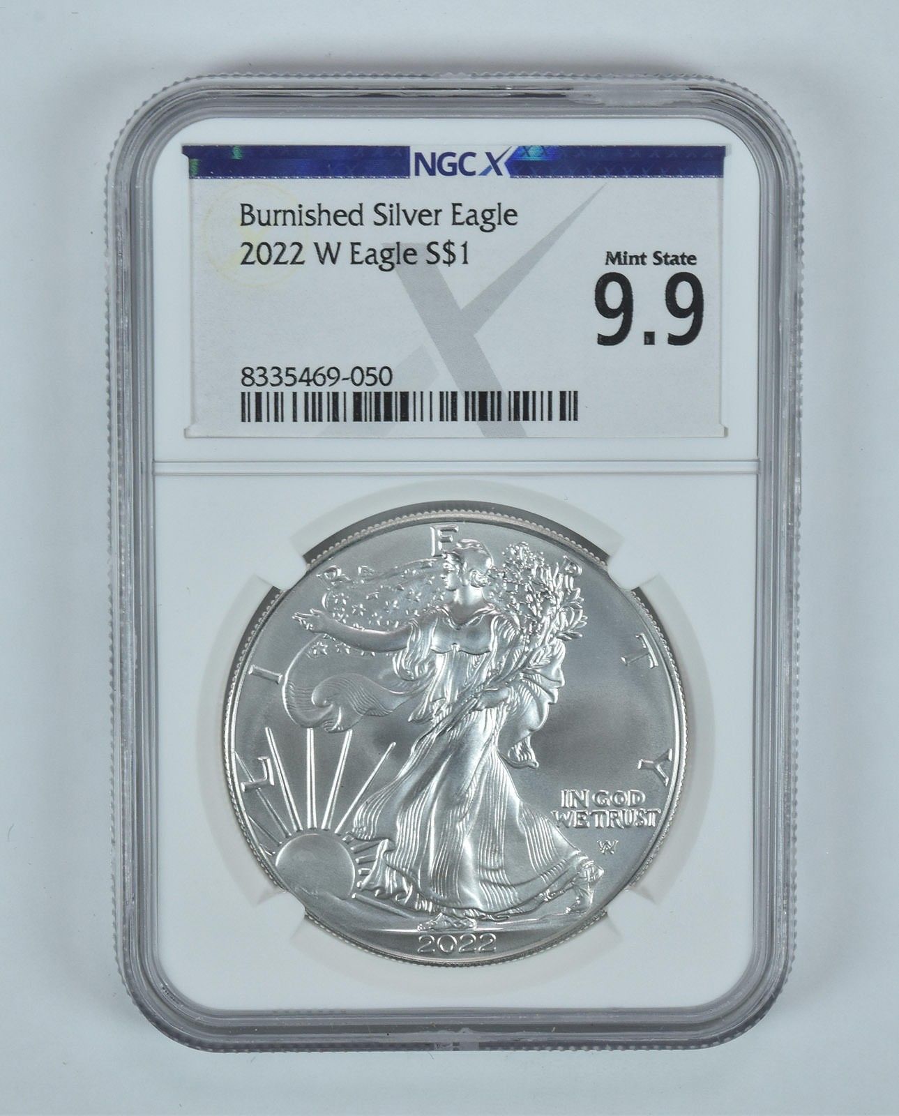 2022-W バーニッシュドシルバーイーグル ミントステート 9.9 NGC X