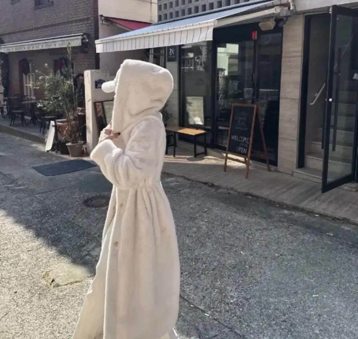 新品) フード ロング ファー コート アイボリー - メルカリ