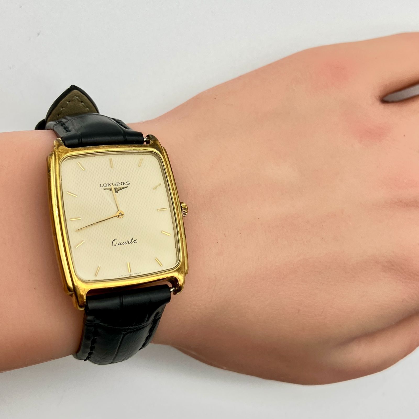 中古】ロンジン LONGINES 腕時計 クォーツ レクタンギュラー ゴールド