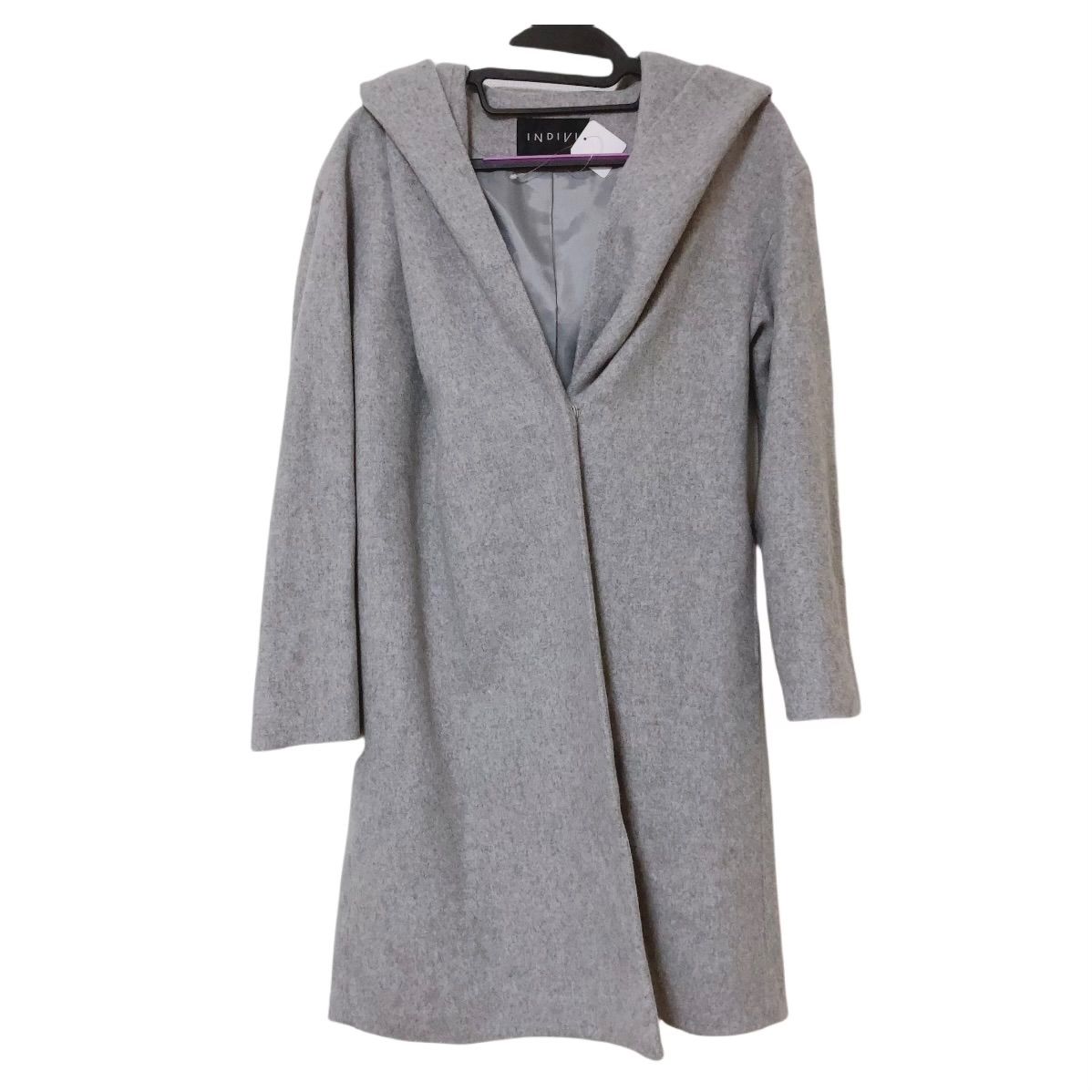 INDIVI ロングコート　チェスターコート　グレー 43 定番人気！/名品コート/日本製】ウール100%チェスターコート