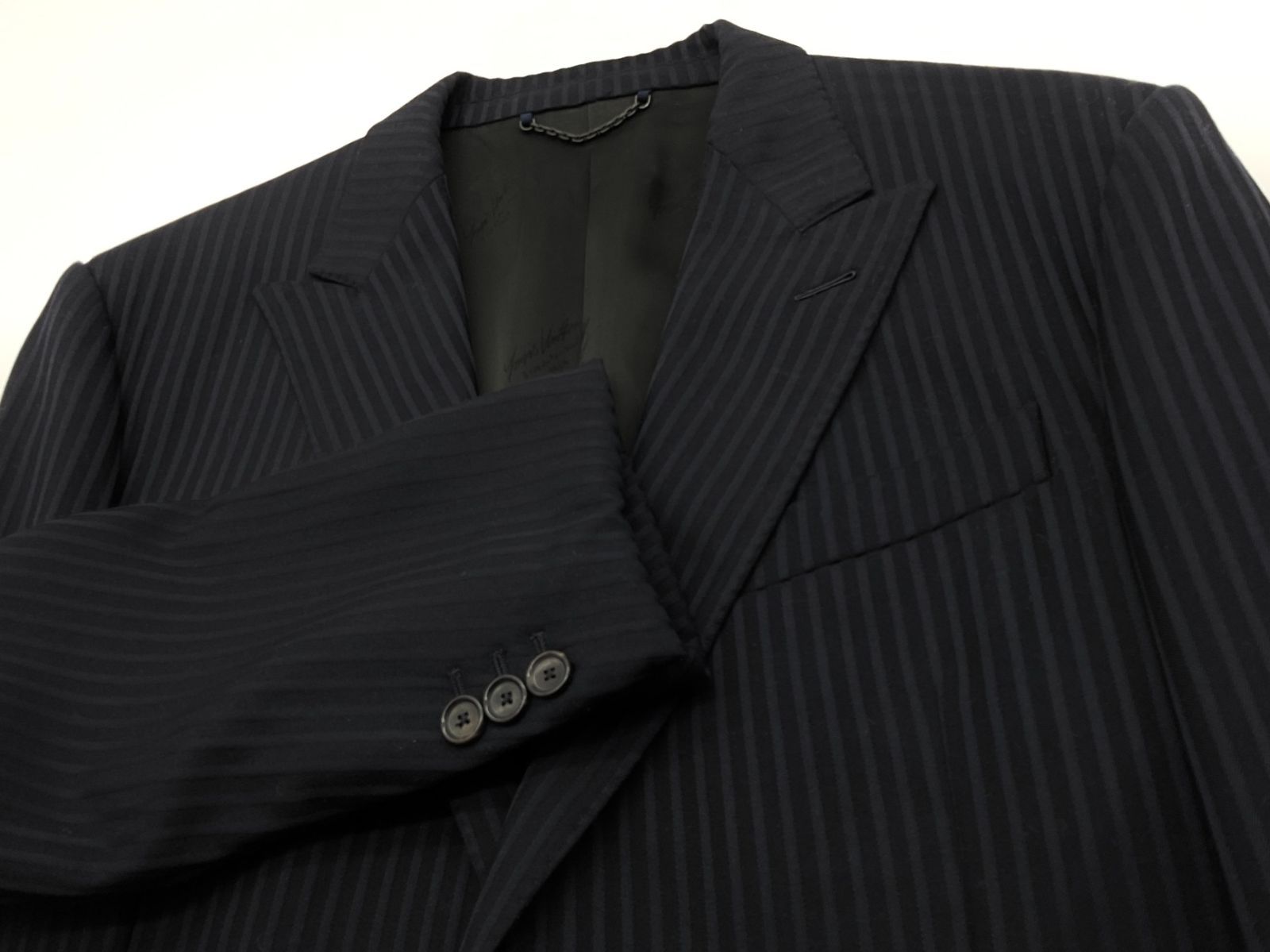 LOUIS VUITTON ピークドストライプセットアップスーツ 50 ダーク