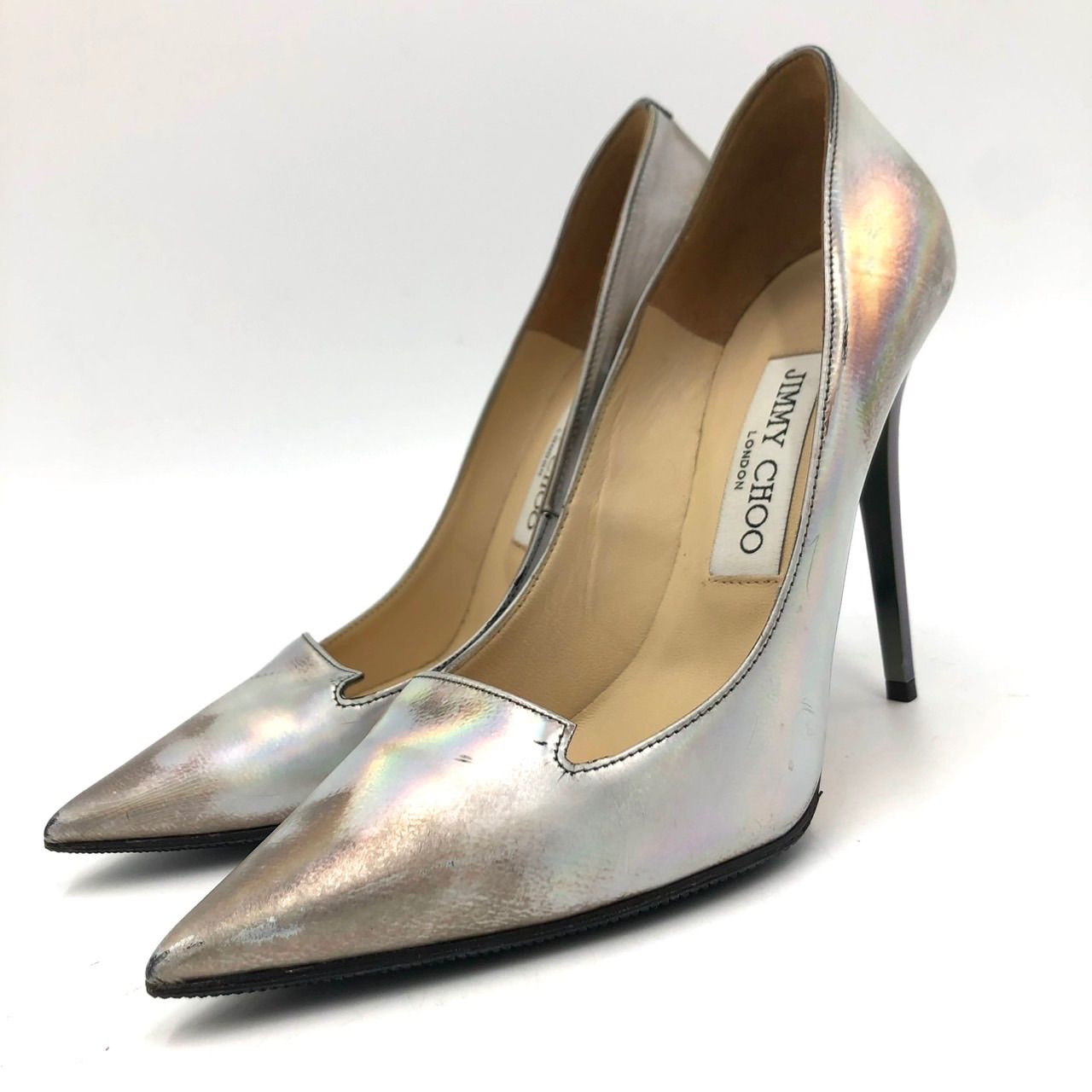 ジミーチュウ 23cm パンプス シルバー ホログラム ピンヒール 36