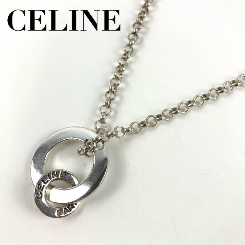 【美品】CELINE セリーヌ ダブルリング　ネックレス　6Pダイヤ　SV925 CELINE セリーヌ K18YG イエローゴールド ネックレス 2連 ダブルリング
