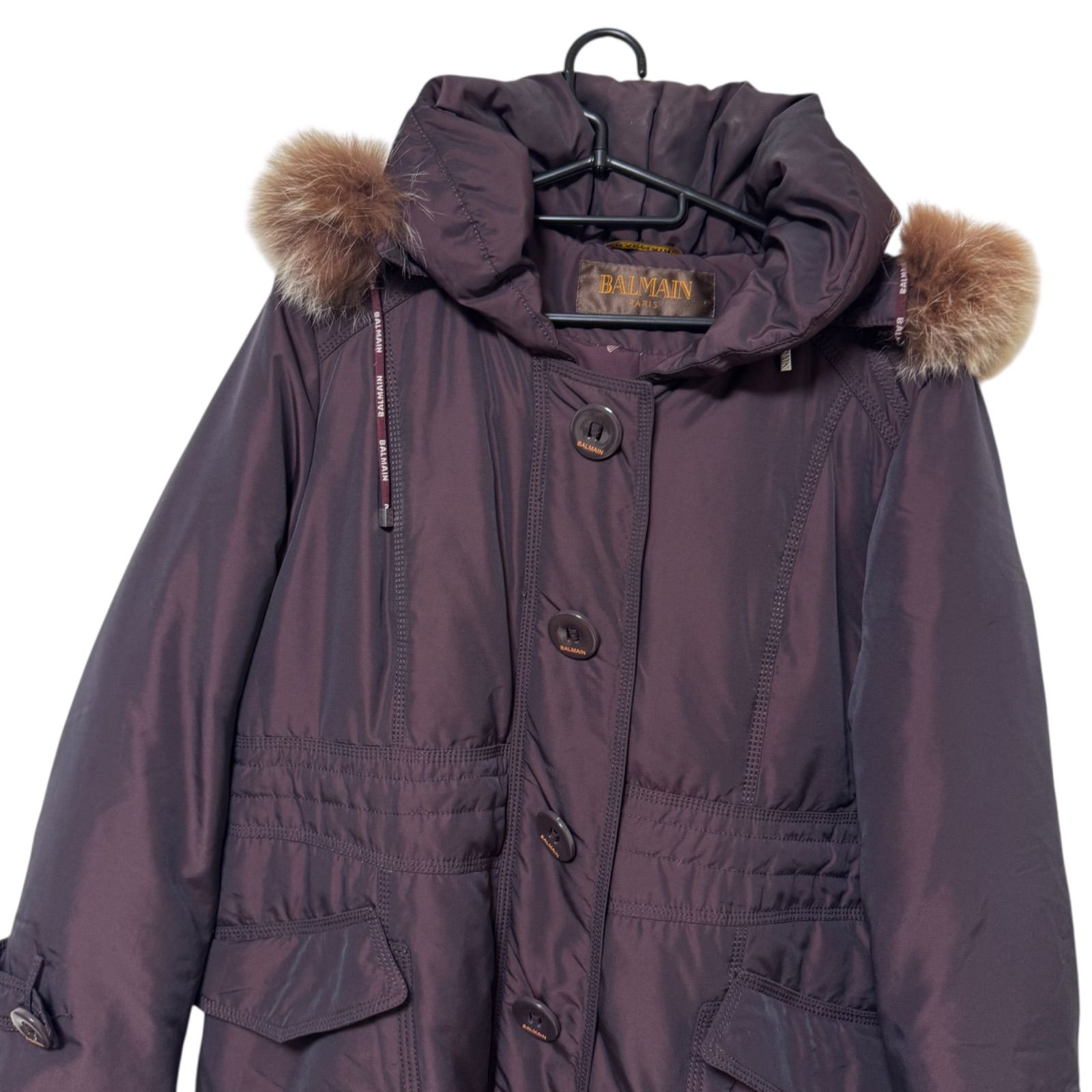 ダウンコート　紫　バルマン BALMAIN バルマン レディース アウター ダウンコート パープル系 L