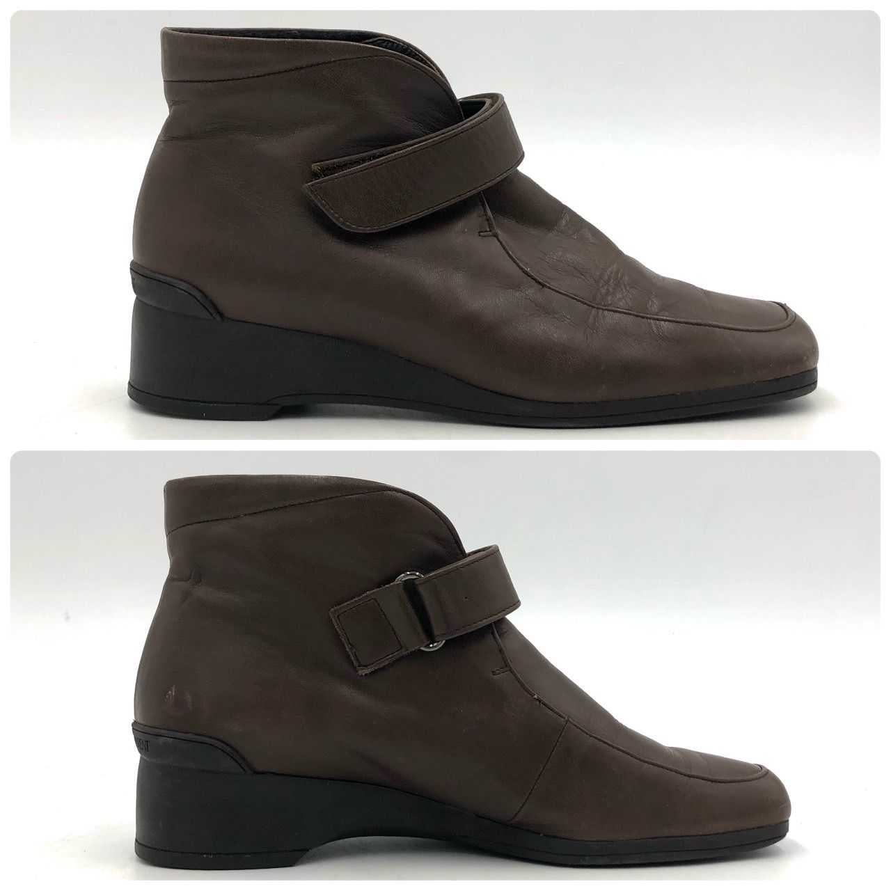 イヴサンローラン ショートブーツ 36 23cm ブラウン レザー YSL 茶