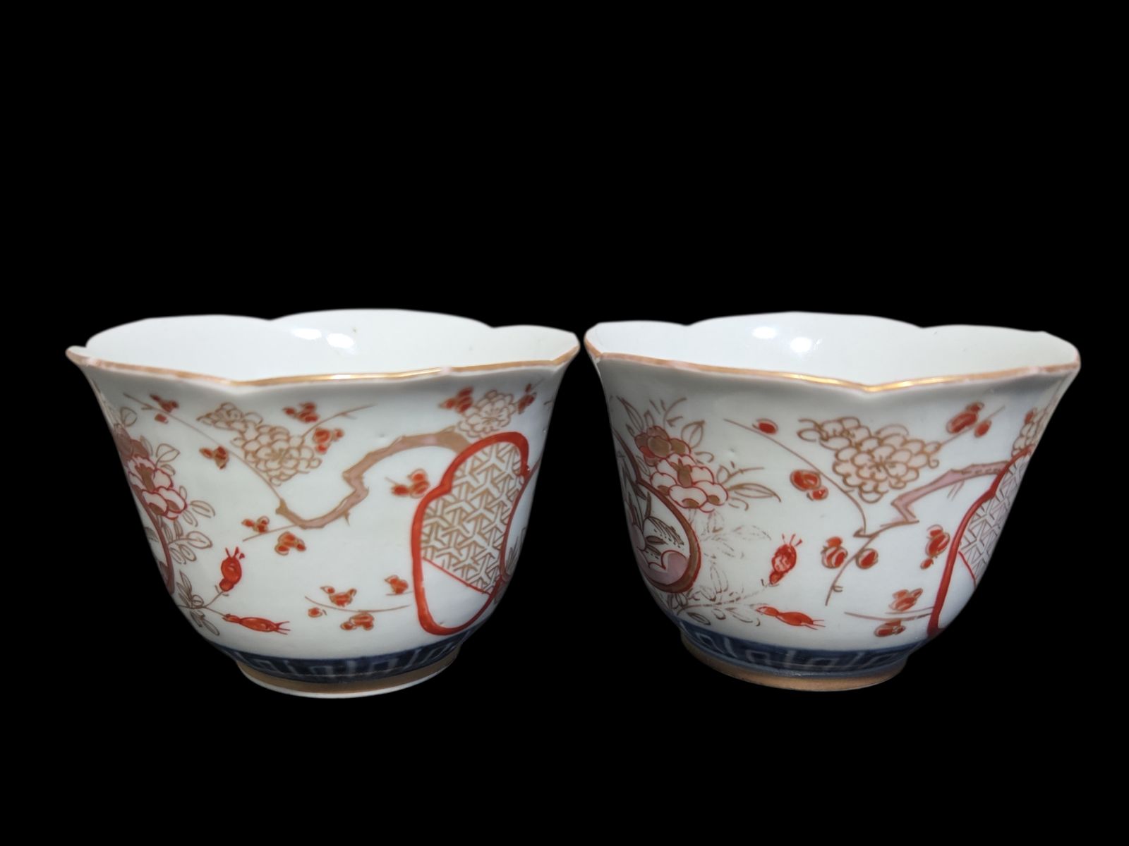 古美術 古伊万里 富貴長春 蕎麦猪口 金襴手色絵 小鉢 時代物 骨董