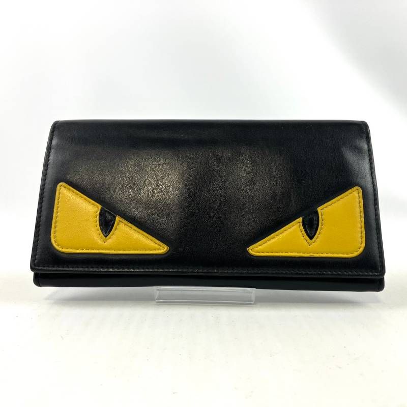 フェンディ　2つ折財布　札入れ　モンスター　バグズアイ　レザー　ブラック FENDI フェンディ モンスター バグズアイ 2つ折り財布 黒 ブラック