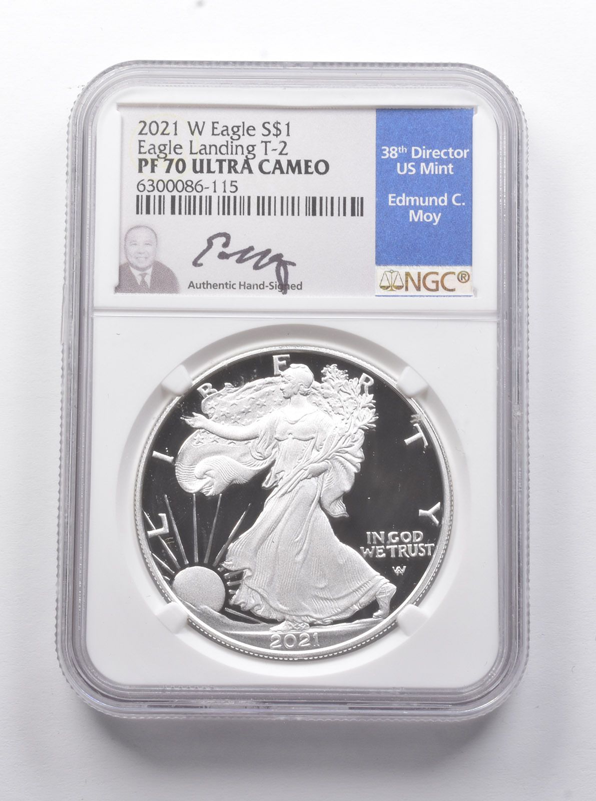 PF70 UCAM 2021-W アメリカン シルバー イーグル T2 署名入り Moy NGC