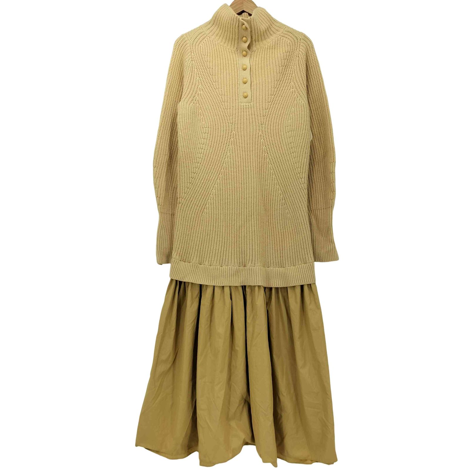 アダムエロペ Adam et Rope ニット タフタ ドッキング ワンピース