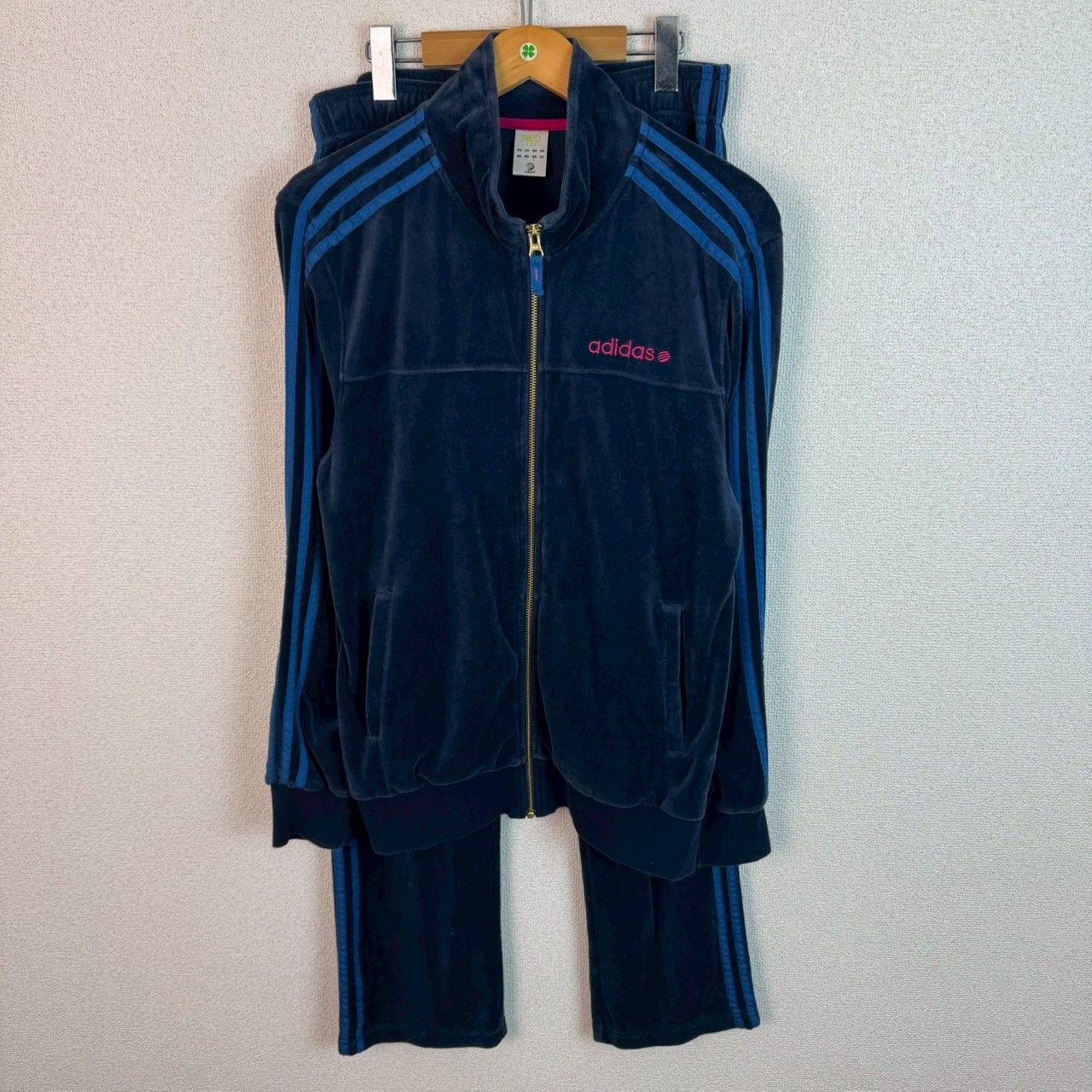 adidas アディダス セットアップ ベロア ジャージ ネイビー Lサイズ