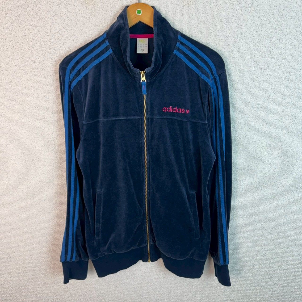 00s アディダス ベロア ジャージ 上下セットアップ adidas 古着 adidas アディダス セットアップ ベロア ジャージ ネイビー Lサイズ