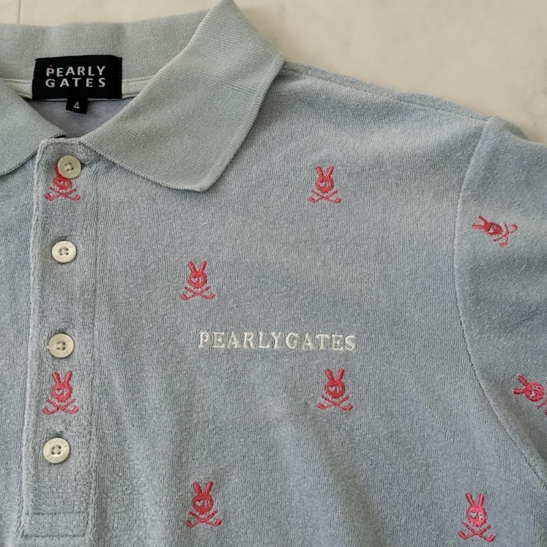 PEARLY GATES ラビット総柄 刺繍ポロシャツ ライトブルー 4 - メルカリ