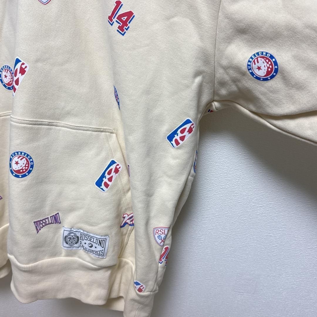 ラッセルノ Russeluno ロゴパターンフーディ トップ サイズ6