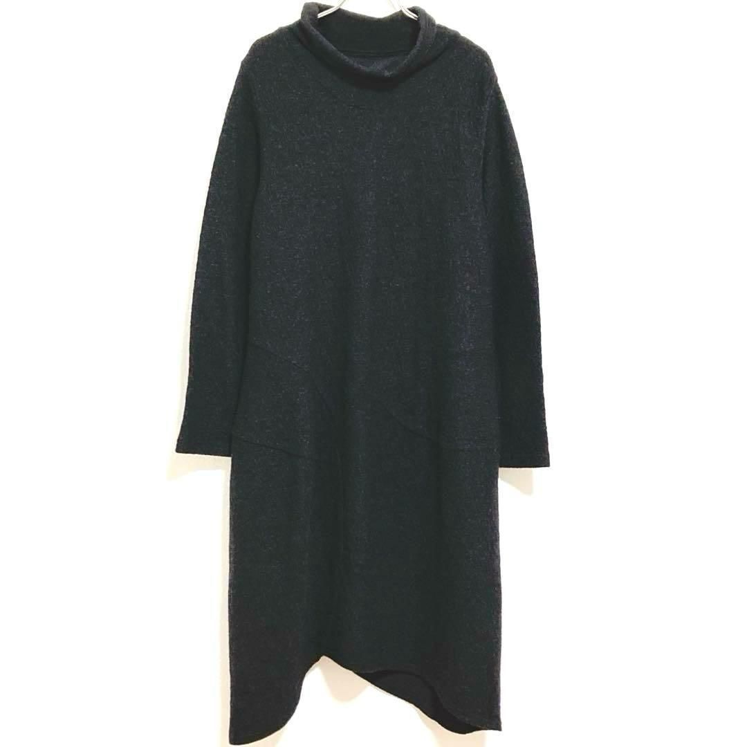 慈雨 ワンピース チュニック ウール 40 ジウ ダークグレー 変形 - メルカリ
