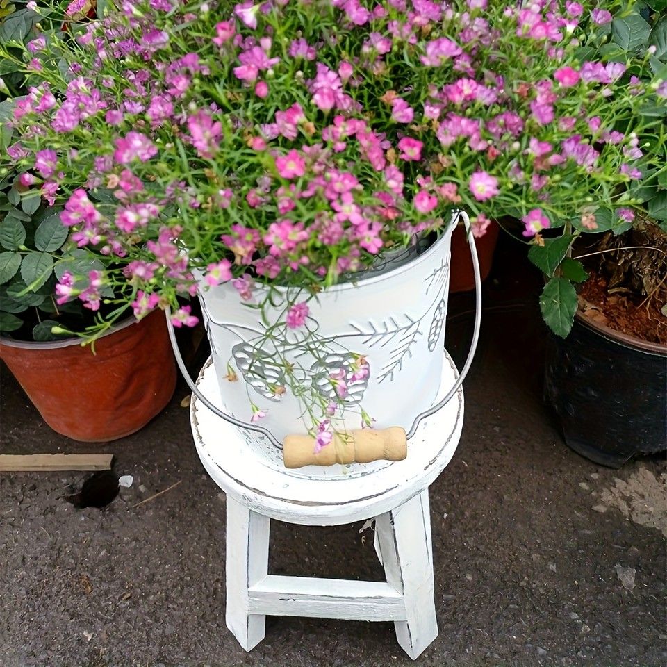 スツール A 丸 椅子 花台 飾り台 屋外 ガーデン チェア プランタースタンド 木製ガーデンスツール】プランタースタンド 蝶デザイン 円形 庭