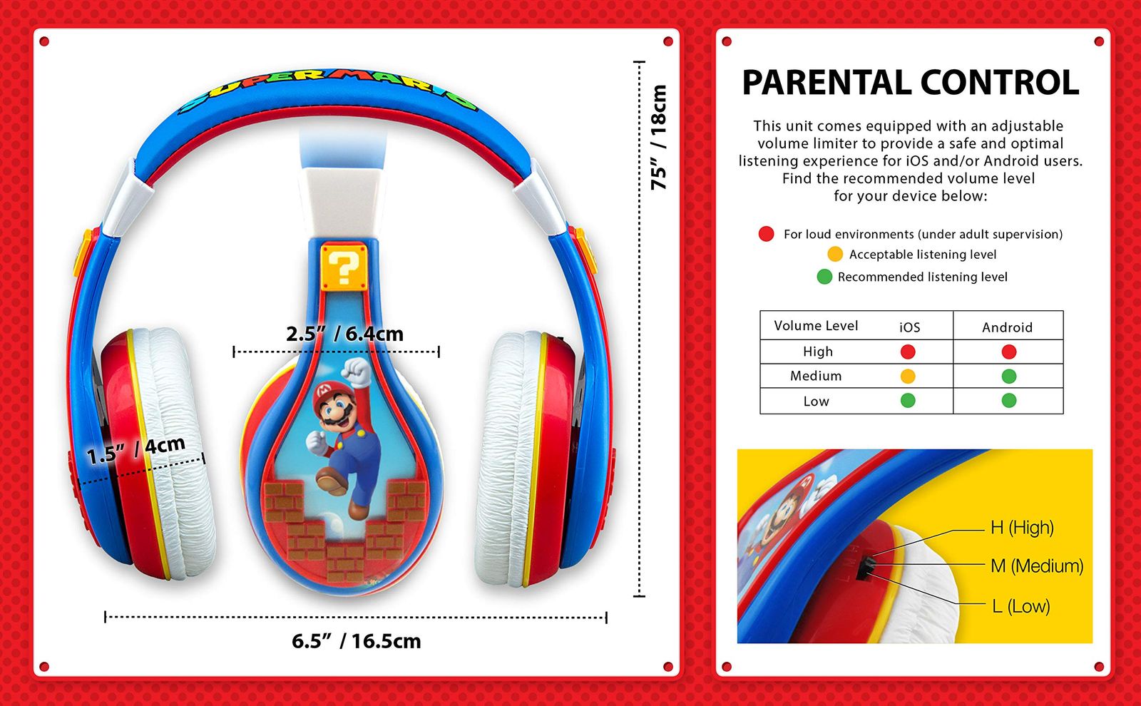 eKids ヘッドフォン 子供 スーパーマリオ イヤホン 音楽 キッズ 子ども