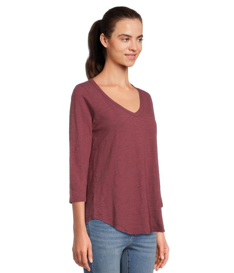 取寄) モッドオードック レディース 3/4 スリーブ V-ネック ティー