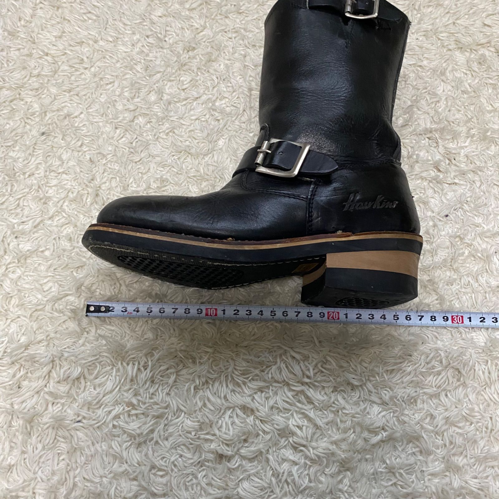 Hawkins ホーキンス エンジニアブーツ 黒 UK8 スチールトゥ Hawkins ホーキンス スチールトゥ レザー エンジニアブーツ ブラック
