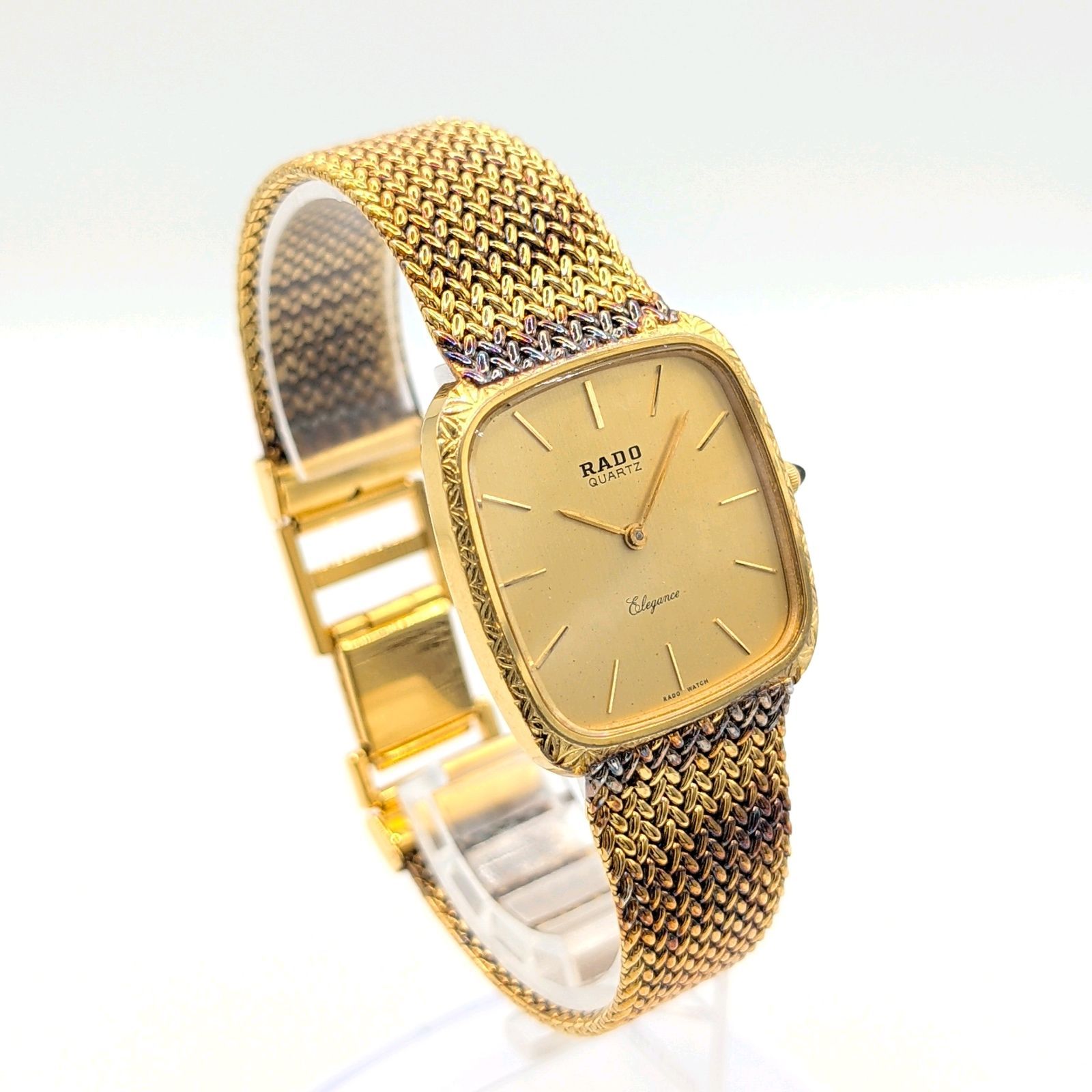 稼働 RADO ラドーエレガンスクオーツ メンズ腕時計 ゴールド デイト 